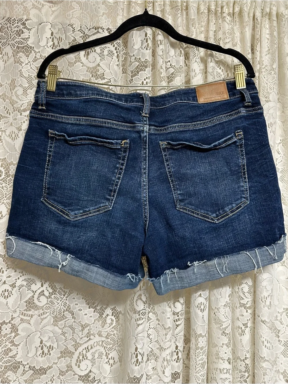 BKE Denim Dark Wash Cuffed Shorts